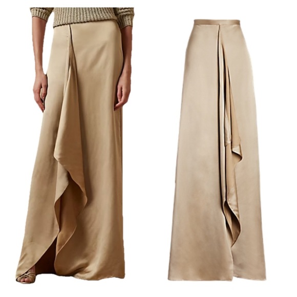 Ralph Lauren Collection Purple Label Cascade Ruffle Satin Maxi Skirt Pencil 6 S - Picture 1 of 10